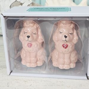 NEW Pink Ceramic Poodle Salt & Pepper Shakers